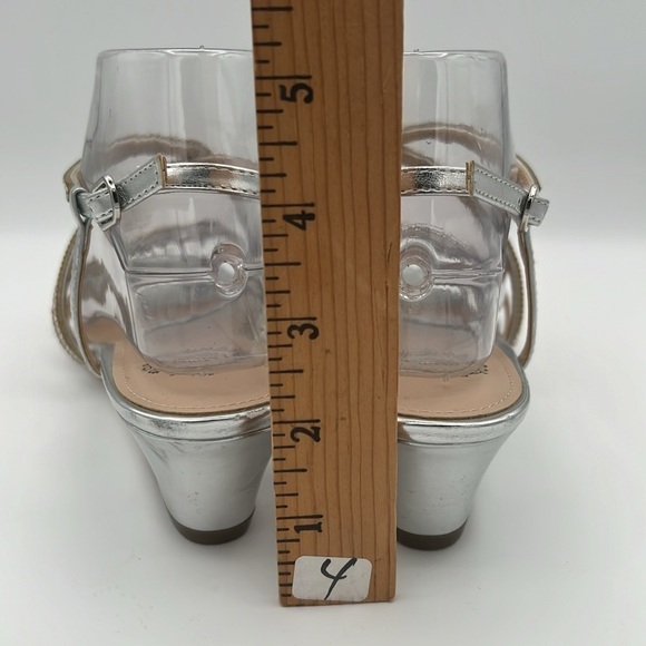I. Miller silver rhinestone ankle strap low wedge heel sandals 7 M - Picture 3 of 8